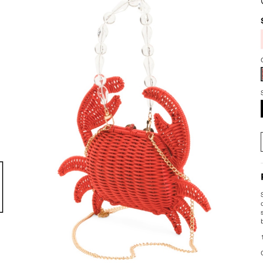 NWT Tommy bahama Red Crab-Shaped Woven Bag - Picture 2 of 4